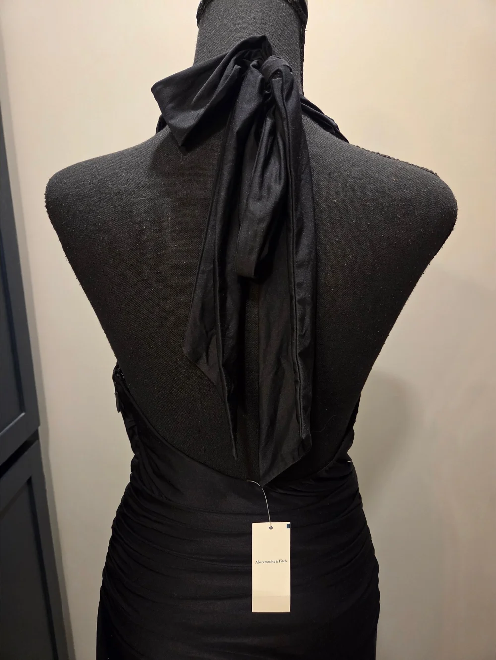 Abercrombie & Fitch Black Knot-Front Maxi Dress Halter NWT Sz M